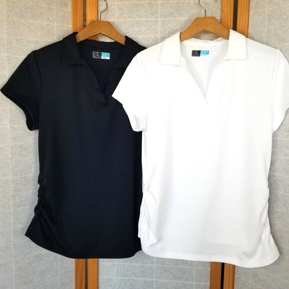 Ladies PGA Tour Airflux Golf Polo Shirt Set of Two Black and White Petite Large - Picture 1 of 7